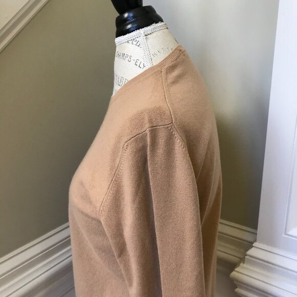 Neiman Marcus Cashmere Sweater Womens Large Brown Tan Crew Neck Long Sleeve Knit - Picture 9 of 11